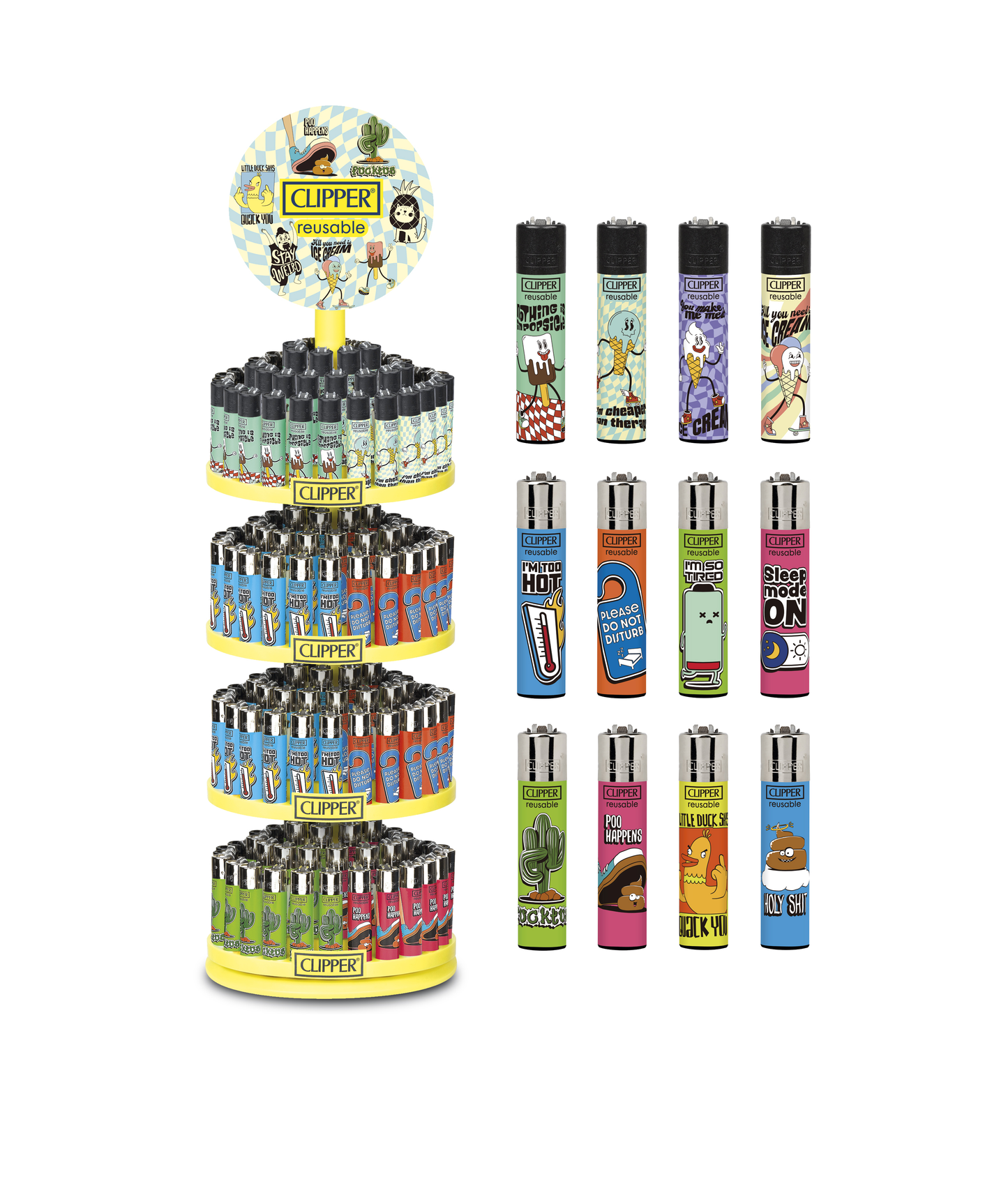 Clipper Lighter - Trendy Sentences (4 Trays with Stand)