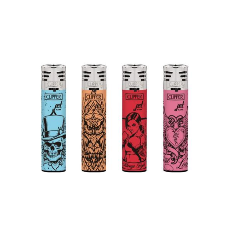 Clipper Jet Lighter - Passion Tattoo (Tray of 48)