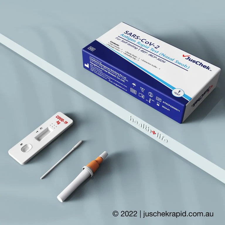 JusChek COVID-19 Rapid Antigen Test RATs (Nasal Swab) (Box of 20)