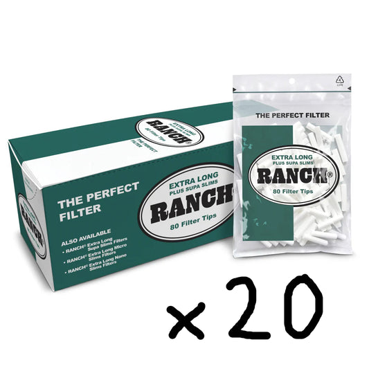 Ranch Filters Extra Long Plus Supa Slim (Box of 12) - 20 Boxes