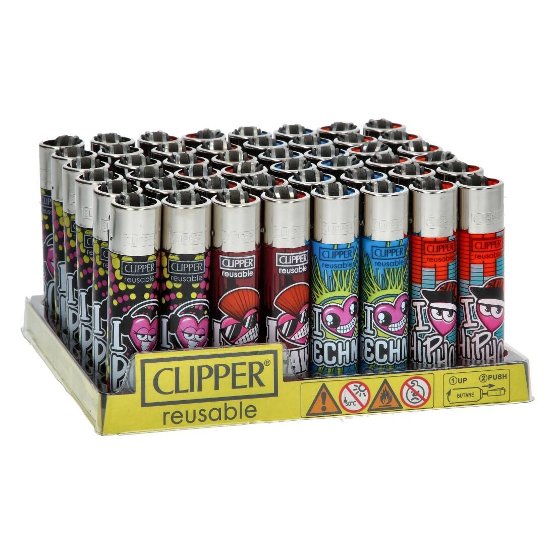 Clipper Lighter - I Love Music (Tray of 48)