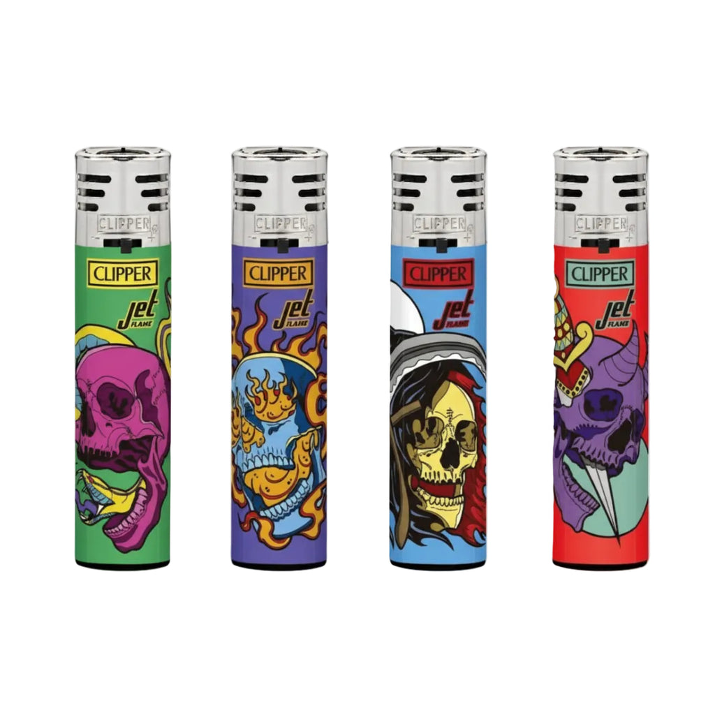 Clipper Jet Lighter - Skulls (Tray of 48)