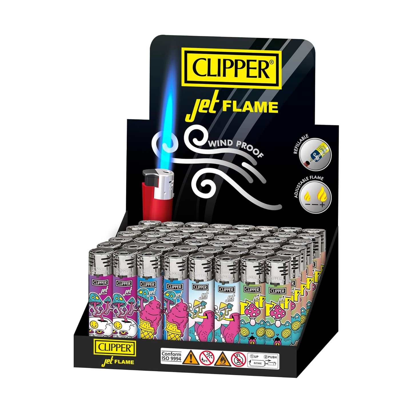 Clipper Jet Lighter - Pyschedelic (Tray of 48)