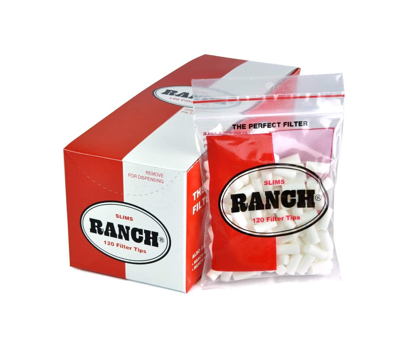 Ranch Filters Slim Red (Box of 12) - 20 Boxes - Cheap Smokes