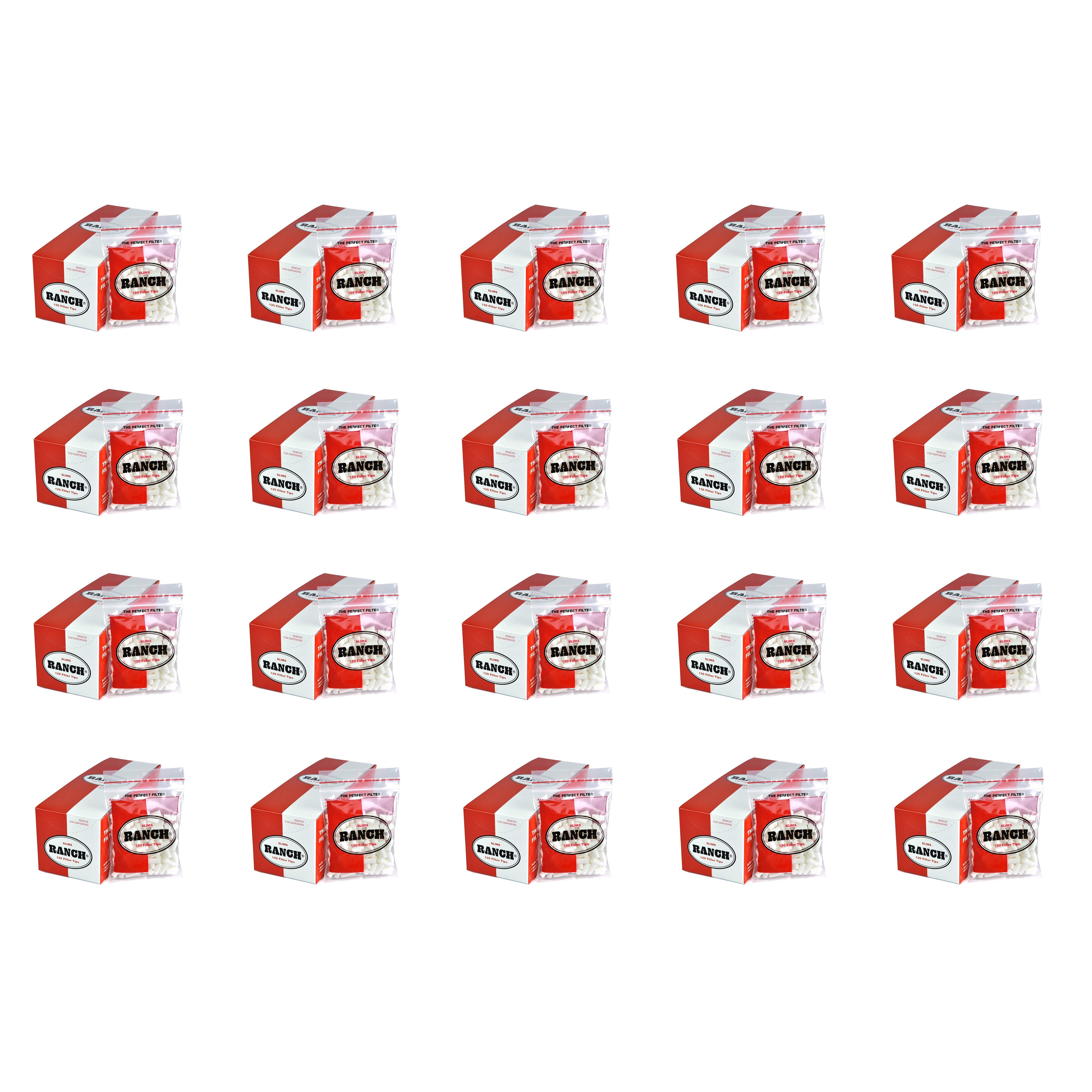 Ranch Filters Slim Red (Box of 12) - 20 Boxes