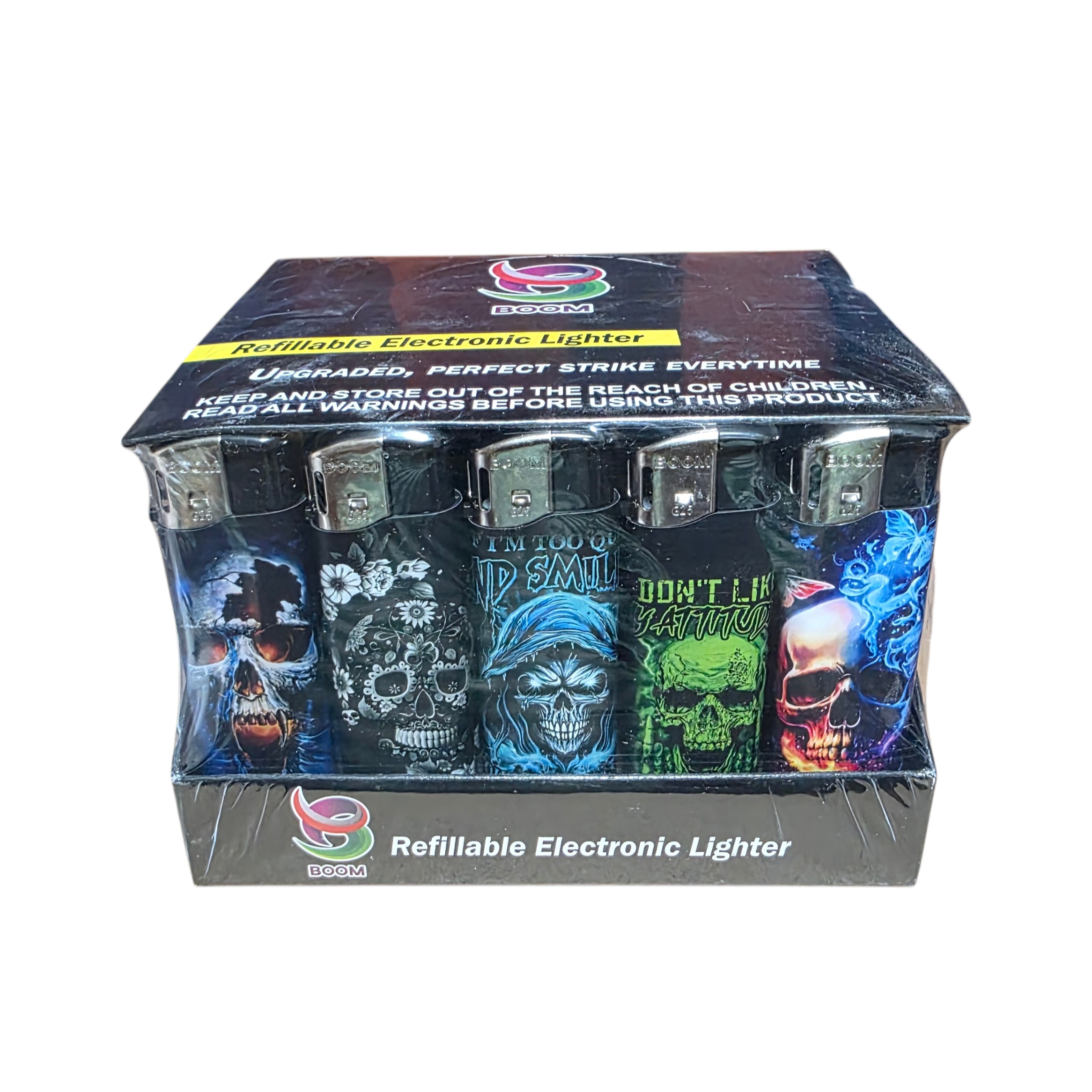 Boom Gas Lighters - Skull (50 Pack)