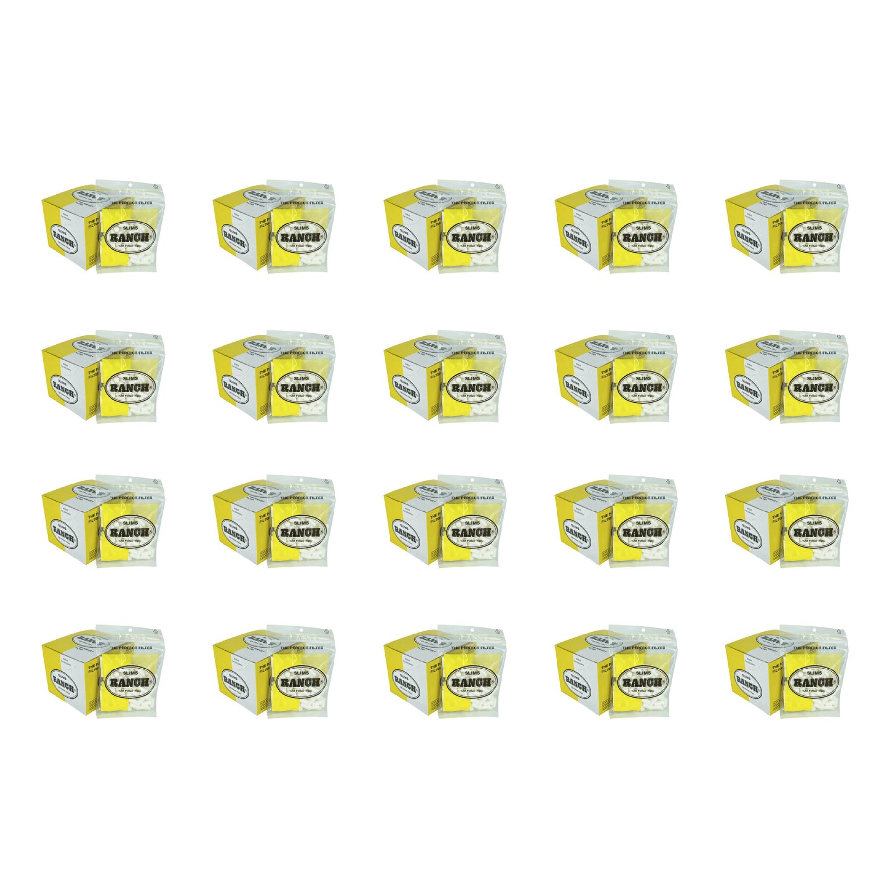 Ranch Filters Slim Yellow (Box of 12) - 20 Boxes