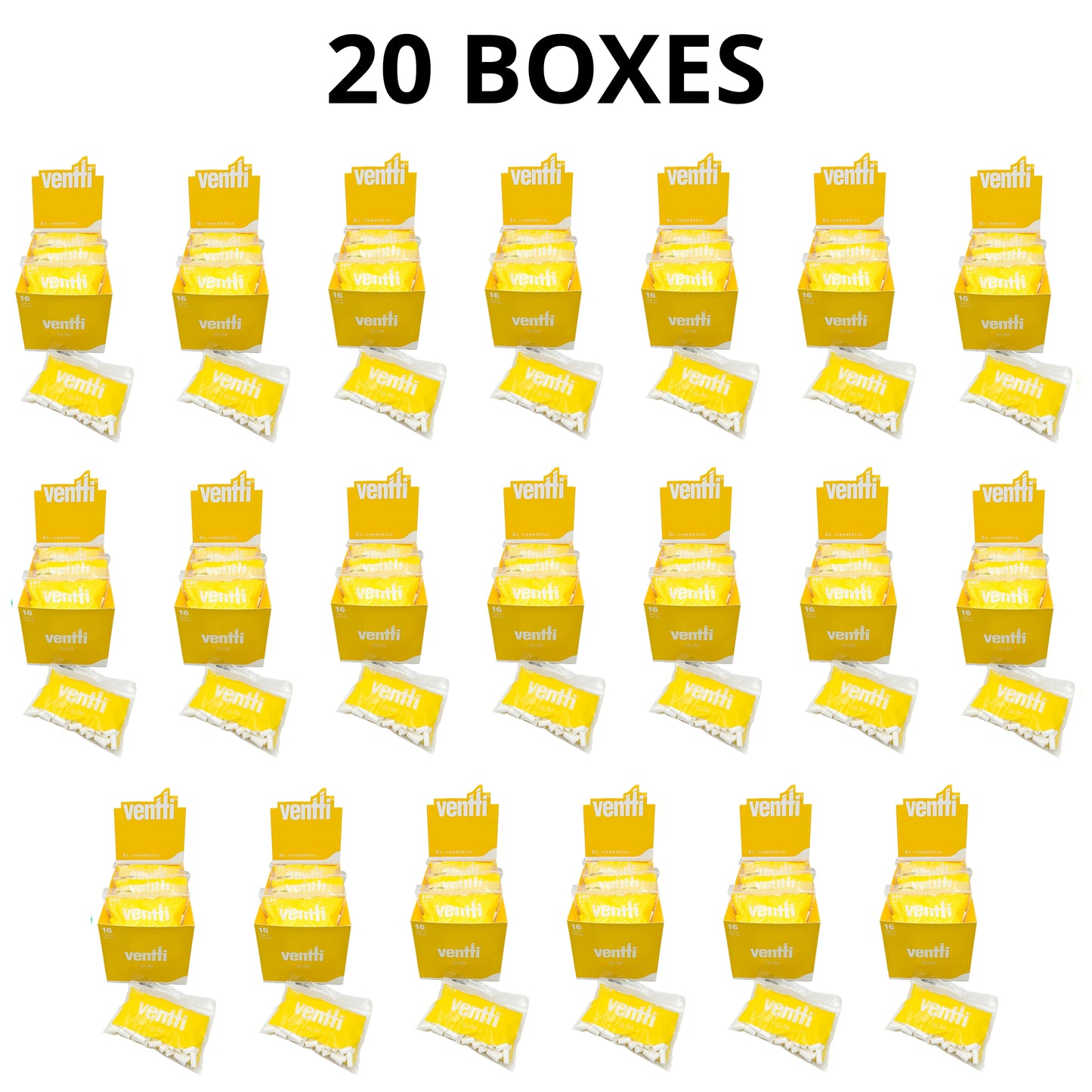 Ventti Filters Slim Yellow (Box of 12) - 20 Boxes